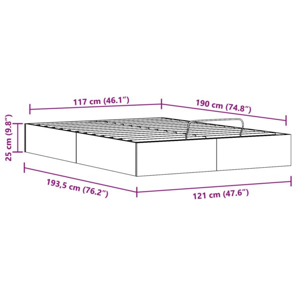vidaXL Posteľový rám s úložným priestorom Prírodná 120 x 190 cm – Obrázok 10