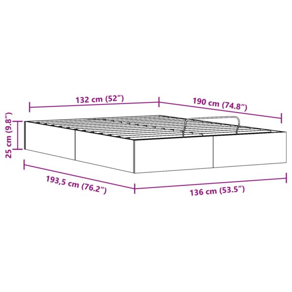 vidaXL Posteľový rám s úložným priestorom Biely 135 x 190 cm – Obrázok 11