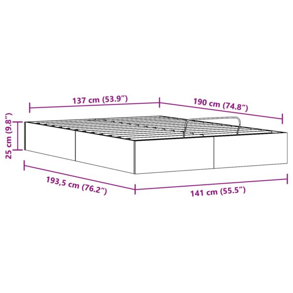 vidaXL Posteľový rám s úložným priestorom Biely 140 x 190 cm – Obrázok 11