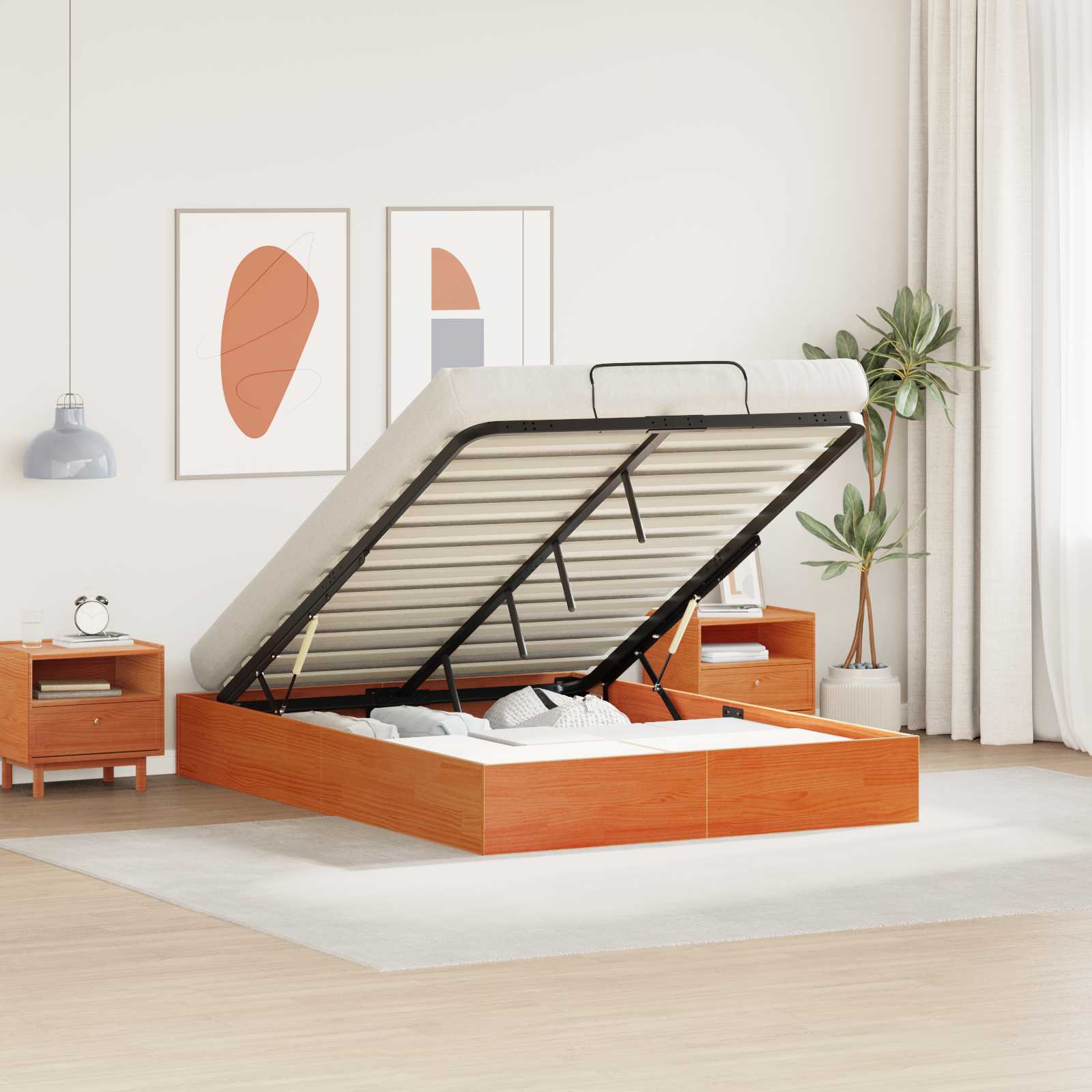 3418782_1.jpg vidaXL Posteľový rám s úložným priestorom Vosková Hnedá 140 x 190 cm – Obrázok 1