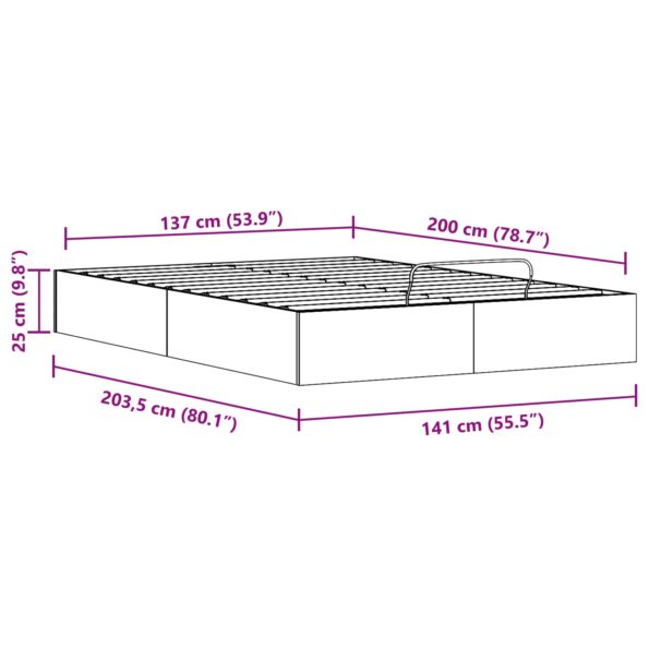 vidaXL Posteľový rám s úložným priestorom Biely 140 x 200 cm – Obrázok 11