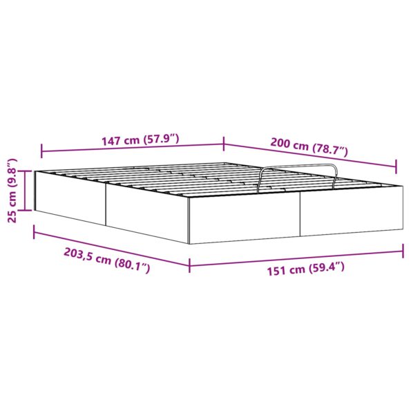 vidaXL Posteľový rám s úložným priestorom Biely 150 x 200 cm – Obrázok 11