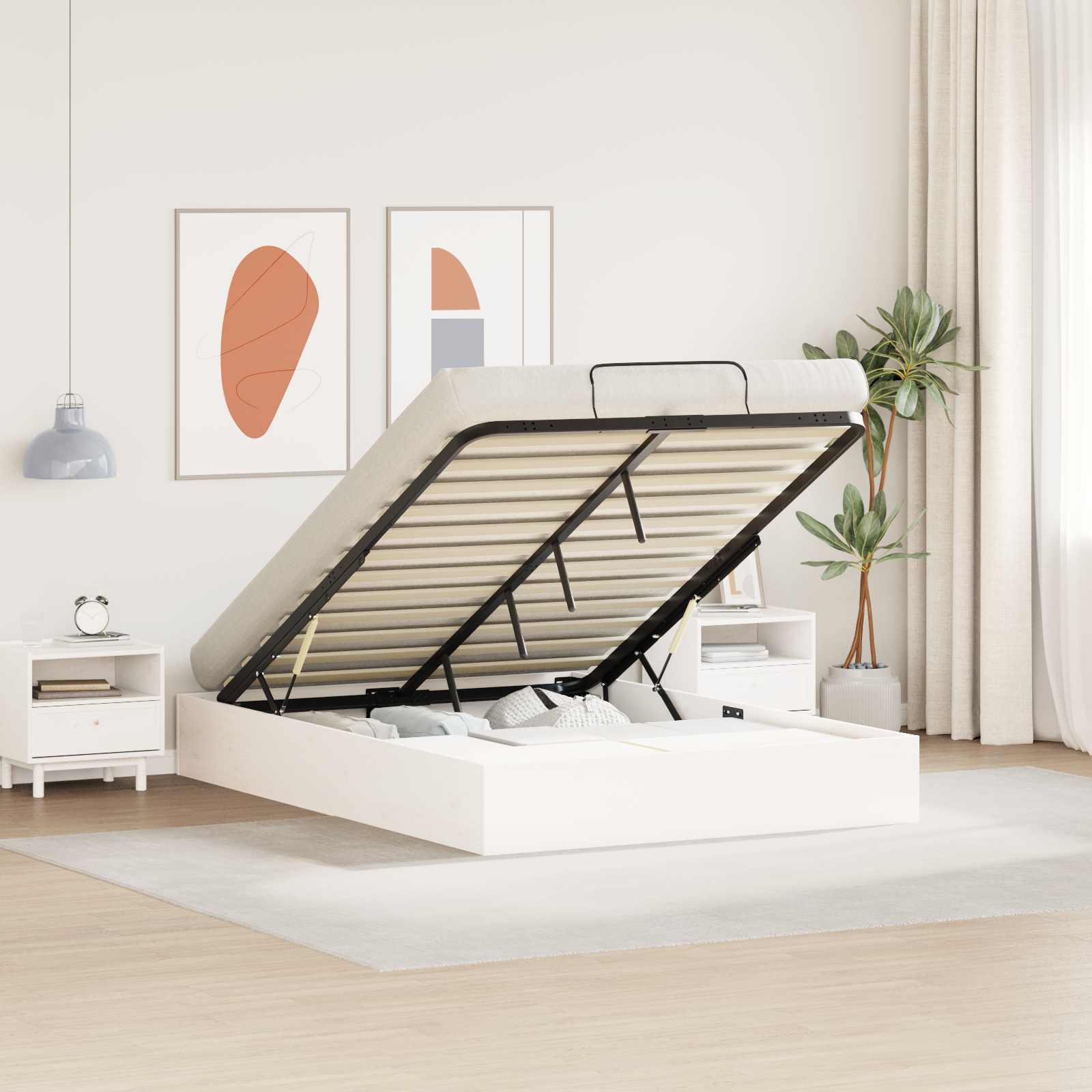 3418793_1.jpg vidaXL Posteľový rám s úložným priestorom Biely 160 x 200 cm – Obrázok 1