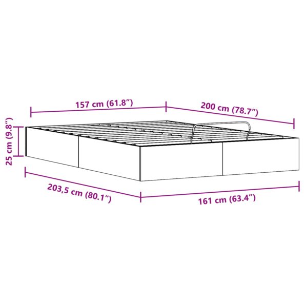 vidaXL Posteľový rám s úložným priestorom Biely 160 x 200 cm – Obrázok 11
