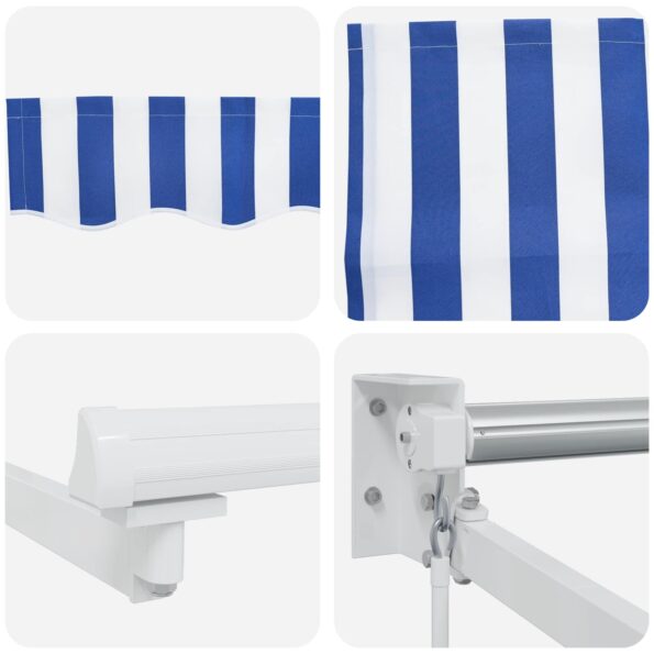 vidaXL Sklopná markíza Modrá a biela 3,5 x 2 m 100% polyester a hliník – Obrázok 7