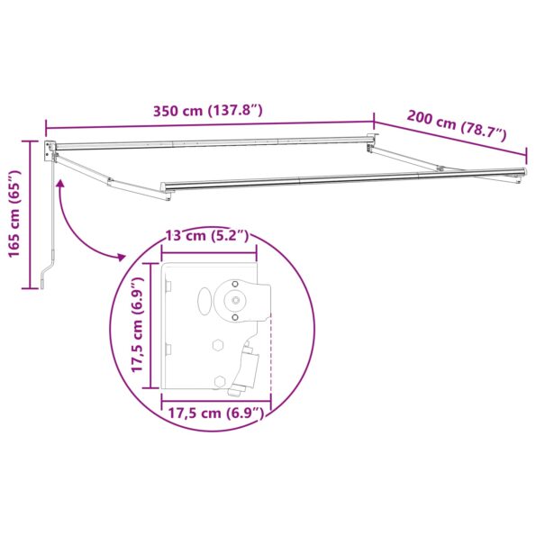 vidaXL Sklopná markíza Krémová 3,5 x 2 m 100% polyester a hliník – Obrázok 10
