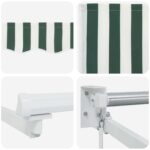 vidaXL Sklopná markíza Zelená a biela 3,5 x 2 m Polyester a hliník – Obrázok 7