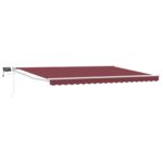 vidaXL Ručná vysúvacia markíza s LED Burgundská a biela 4 x 2 m – Obrázok 2