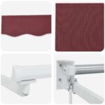 vidaXL Ručná vysúvacia markíza s LED Burgundská a biela 4 x 2 m – Obrázok 9