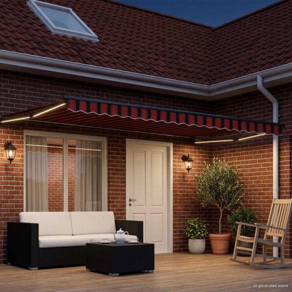 vidaXL Ručná vysúvacia markíza s LED 4 × 3 m 100% polyester a hliník – Obrázok 3