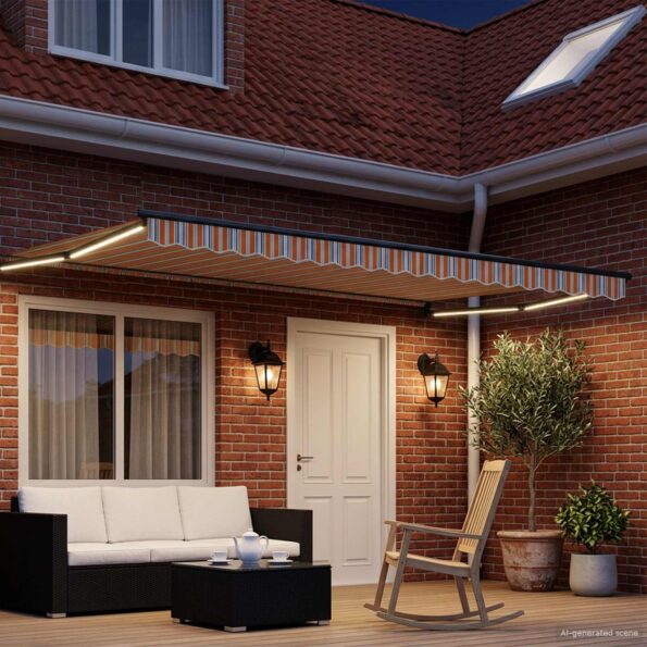 vidaXL Ručná vysúvacia markíza s LED 4,5 × 3 m 100% polyester a hliník – Obrázok 3