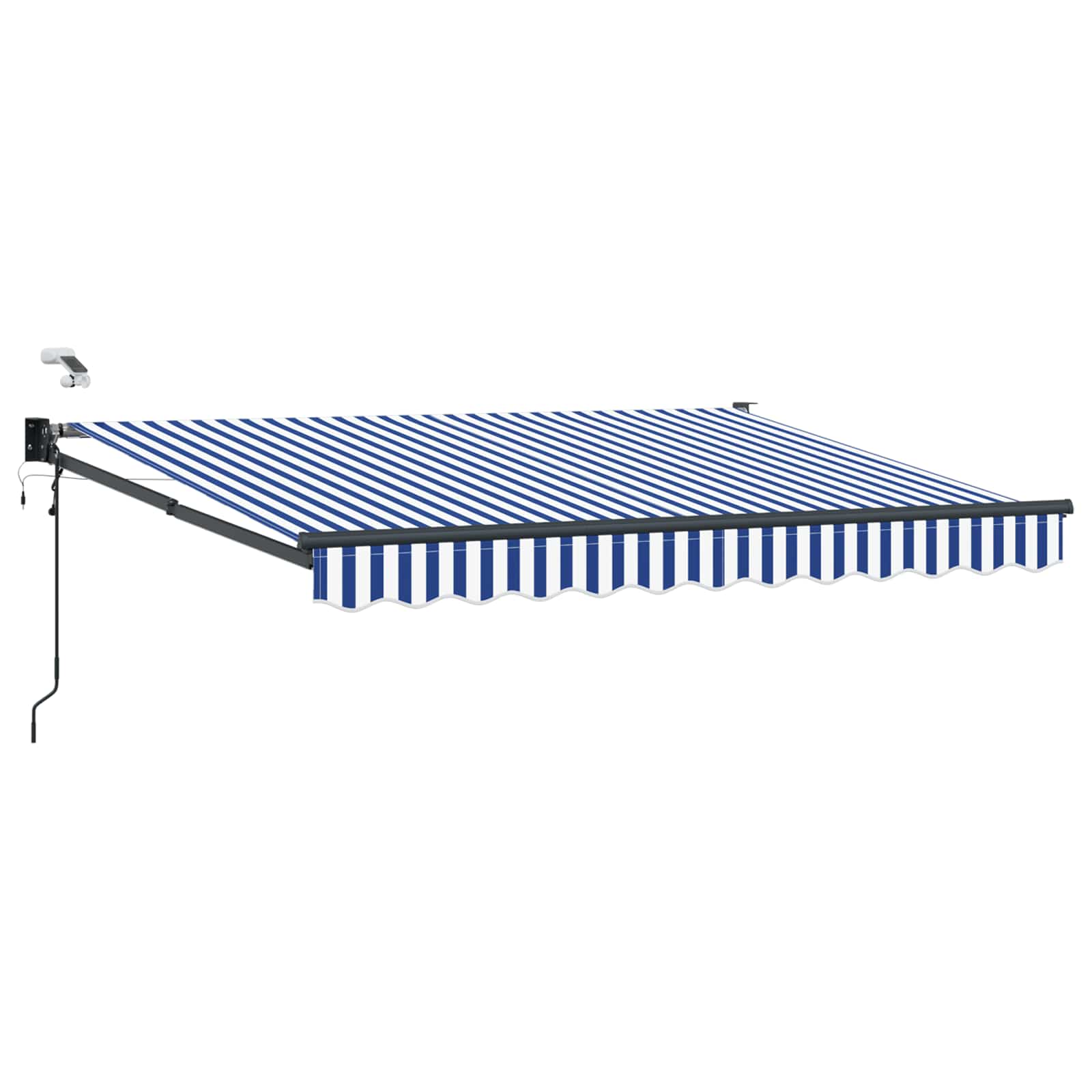 3419778_1.jpg vidaXL Elektrická Retrakovateľná Markíza Modrá a biela 3,5 x 2,5 m – Obrázok 1