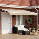 vidaXL Ručná skladacia markíza Béžová 4 × 3 m Polyester s PU povrchom