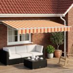 vidaXL Ručný rám markízy s LED Žltá, oranžová a biela 3 x 2 m