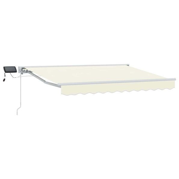 vidaXL Ručný rám markízy s LED Krémová a biela 3,5 x 2 m – Obrázok 2