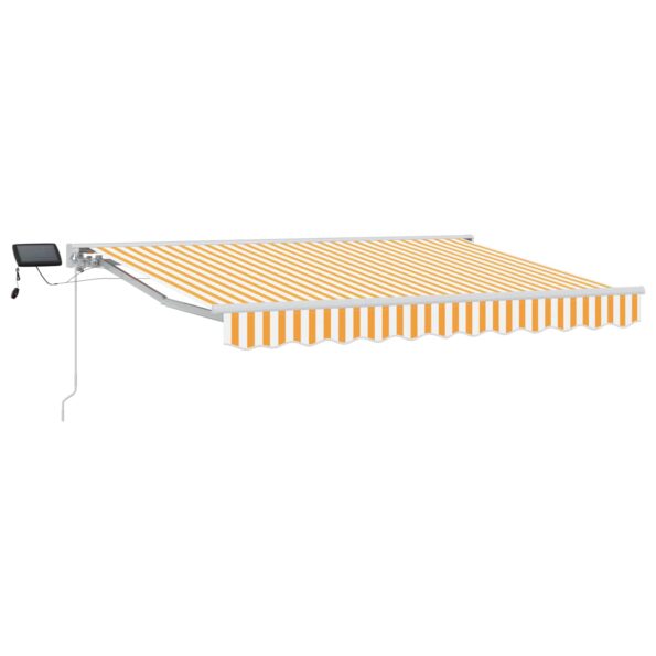 vidaXL Ručný rám markízy s LED Žltá a biela 3,5 x 2 m – Obrázok 2