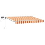 vidaXL Ručný rám markízy s LED Žltá, oranžová a biela 3,5 x 2 m – Obrázok 2
