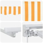 vidaXL Ručný rám markízy s LED Žltá a biela 4 x 2 m – Obrázok 9