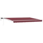 vidaXL Ručný rám markízy s LED Burgundská a biela 4 x 2 m – Obrázok 2