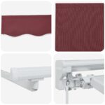 vidaXL Ručný rám markízy s LED Burgundská a biela 4 x 2 m – Obrázok 9