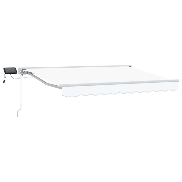 vidaXL Ručný rám markízy s LED Biely 3 x 2,5 m Polyester s PU povrchom – Obrázok 2