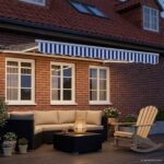 vidaXL Ručný rám markízy s LED Modrá a biela 3,5 x 2,5 m – Obrázok 3
