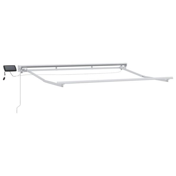 vidaXL Ručný rám markízy s LED Biely 3,5 x 2,5 m – Obrázok 4