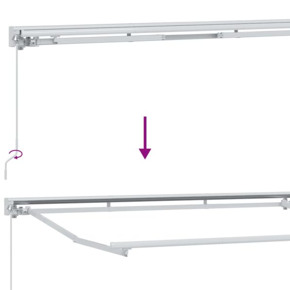vidaXL Ručný rám markízy s LED Modrá a biela 4 × 3 m – Obrázok 11