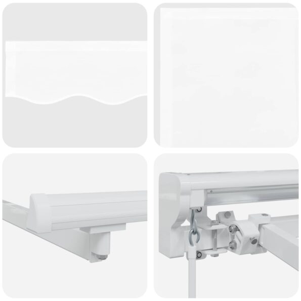 vidaXL Ručný rám markízy s LED Biely 4 × 3 m Polyester s PU povrchom – Obrázok 9