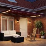 vidaXL Ručný rám markízy s LED Červená a Biela 4 × 3 m – Obrázok 3