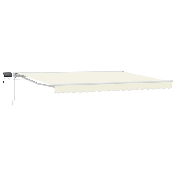 vidaXL Ručný rám markízy s LED Krémová a biela 4 × 3,5 m – Obrázok 2
