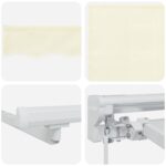 vidaXL Ručný rám markízy s LED Krémová a biela 4 × 3,5 m – Obrázok 9