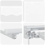 vidaXL Ručný rám markízy s LED Biely 4 × 3,5 m Polyester s PU povrchom – Obrázok 9