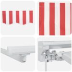vidaXL Ručný rám markízy s LED Červená a Biela 4,5 × 3 m – Obrázok 9