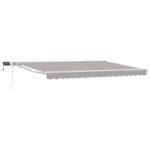 vidaXL Ručný rám markízy s LED Svetlo šedá a biela 4,5 × 3 m – Obrázok 2