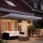vidaXL Ručný rám markízy s LED Modrá a biela 4,5 × 3,5 m – Obrázok 3