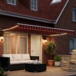 vidaXL Ručný rám markízy s LED Oranžová, Čierna a Biela 4,5 × 3,5 m – Obrázok 3