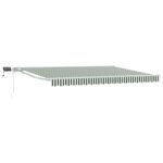 vidaXL Ručný rám markízy s LED Zelená a biela 4,5 × 3,5 m – Obrázok 2