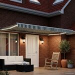 vidaXL Ručný rám markízy s LED Zelená a biela 4,5 × 3,5 m – Obrázok 3