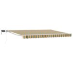 vidaXL Ručný rám markízy s LED Zelená, Žltá, Biela 5 x 3 m – Obrázok 2