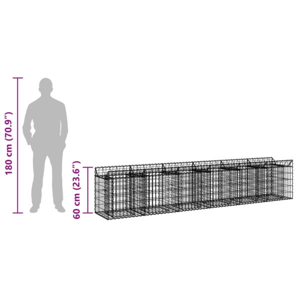 vidaXL Gabiónová vyvýšená posteľ 2 pcs Strieborná – Obrázok 10