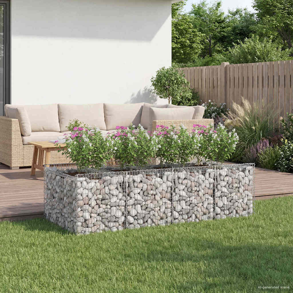 3422218_1.jpg vidaXL Gabiónová vyvýšená posteľ 2 pcs Strieborná – Obrázok 1
