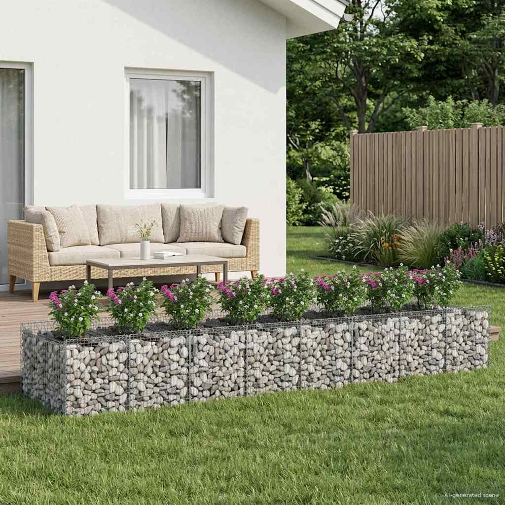 3422220_1.jpg vidaXL Gabiónová vyvýšená posteľ 3 pcs Strieborná – Obrázok 1