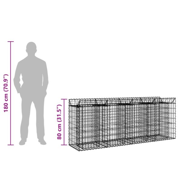 vidaXL Gabiónová vyvýšená posteľ 2 pcs Strieborná – Obrázok 10