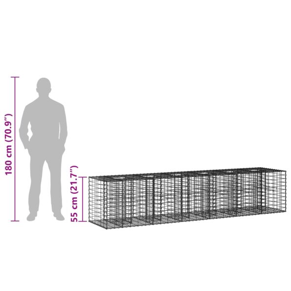 vidaXL Gabiónová vyvýšená posteľ 2 pcs Strieborná 260 x 60 x 55 cm – Obrázok 11