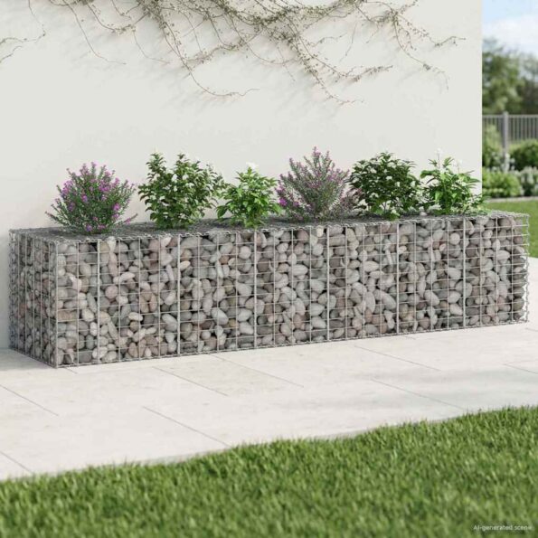 vidaXL Gabiónová vyvýšená posteľ 2 pcs Strieborná 260 x 60 x 55 cm – Obrázok 5