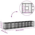 vidaXL Gabiónová vyvýšená posteľ 2 pcs Strieborná 340 x 60 x 55 cm – Obrázok 10