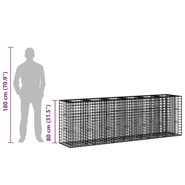 vidaXL Gabiónová vyvýšená posteľ 2 pcs Strieborná 250 x 50 x 80 cm – Obrázok 11