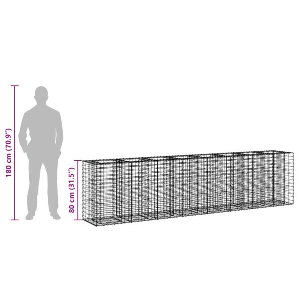 vidaXL Gabiónová vyvýšená posteľ 2 pcs Strieborná 330 x 50 x 80 cm – Obrázok 11