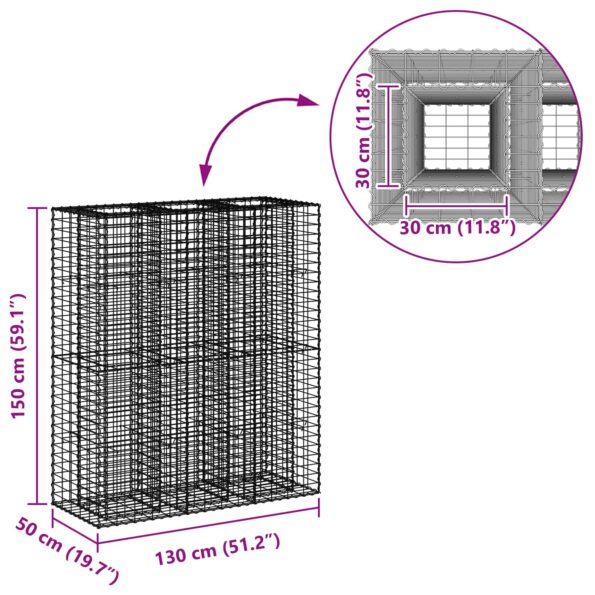 vidaXL Gabiónová vyvýšená posteľ 2 pcs Strieborná 130 x 50 x 150 cm – Obrázok 10